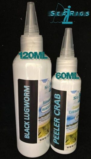 120ml x Black Lugworm & 60ml x Peeler Crab Sea Fishing Bait oil Attractant