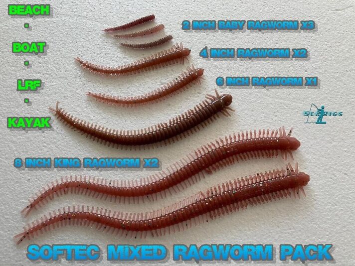 ARTIFICIAL SOFT LURES - 8" KING RAGWORM - 6", 4" & 2" RAGWORM MIXED PACK