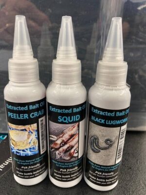 Black Lugworm - Peeler Crab - Squid - 3 x Sea Fishing oils - Bait Attractant