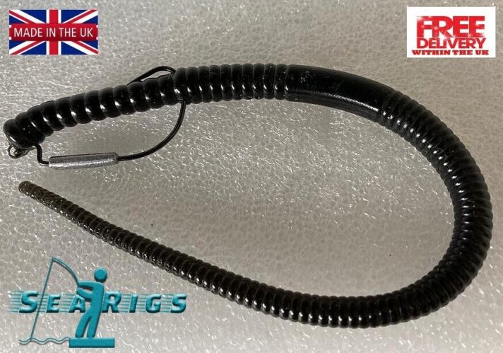 ARTIFICIAL BASS LURES BLACK LUGWORM WITH WEIGHTED HOOKS - X5 WORMS