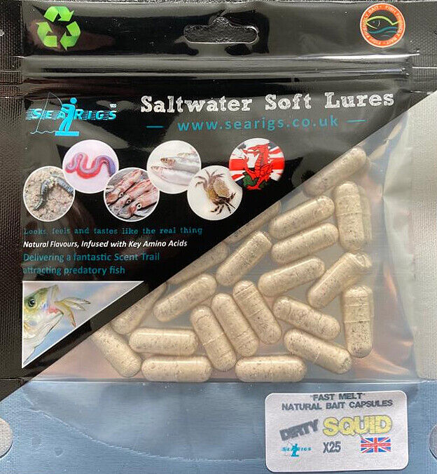 SEARIGS™ Dirty Squid - Sea Fishing Natural Bait Capsules "Fast Melt" x25