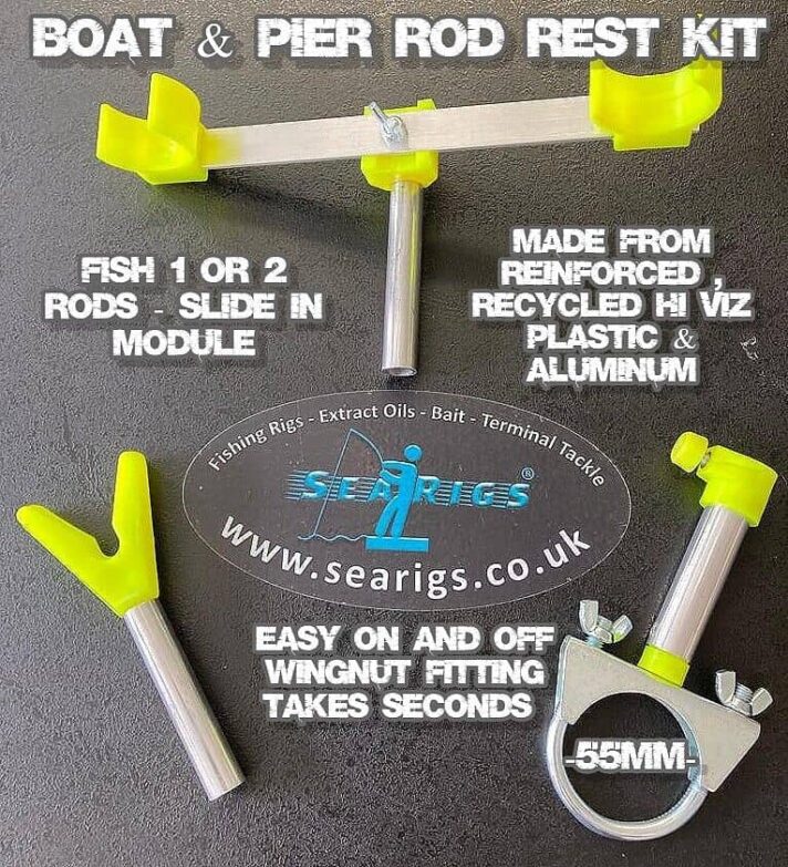 Searigs - Rod Rest Boat & Pier rail Holder Universal double or single rod Kit