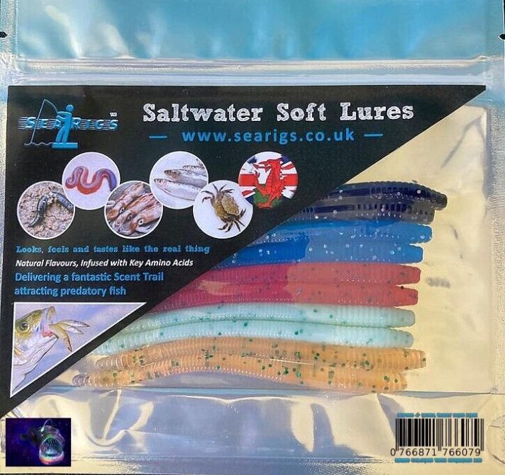 Sea Fishing Tackle - 10 x 4" "Ultra Violet" lures Bass Cod Pollock Wrasse LRF