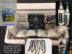 Frozen Welsh Black Lugworm - Bait Oil - Pulley Rigs - Shipped in new Poly Box