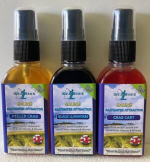 Sea Fishing Natural "Saline" Bait Sprays x3 - Crab Cart - Peeler Crab & lugworm