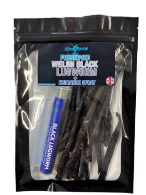 Preserved Sea Fishing Bait Welsh Black Lugworm and Natural Hydration Spray