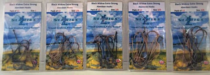 Sea Fishing Hooks -Searigs Black Widow Aberdeen - Choose your size, Packs of 24