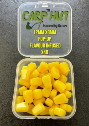 12mm x 8mm YELLOW  POP -UP FAKE CORN FLAVOUR INFUSED ARTIFICIAL FISHING BAIT X40