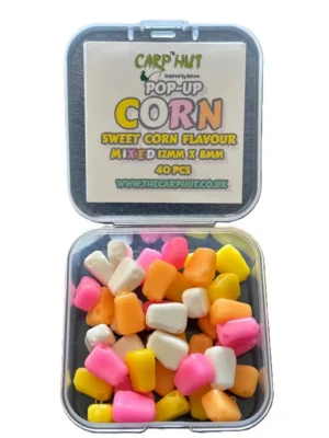 12mm x 8mm POP -UP FAKE CORN MIXED COLOURS FLAVOUR INFUSED ARTIFICIAL FISHING BAIT X40