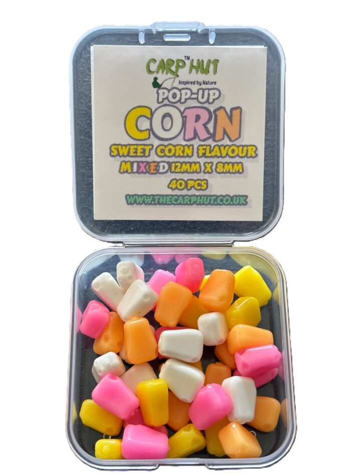 12mm x 8mm POP -UP FAKE CORN MIXED COLOURS FLAVOUR INFUSED ARTIFICIAL FISHING BAIT X40