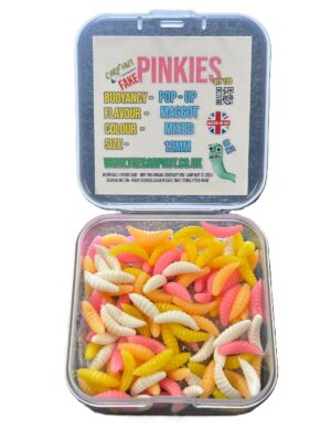 12mm Artificial Pop-Up Naturally Flavoured "PINKIE"Maggots (Mixed Colours) x120