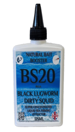 BS20 Black Lugworm and Dirty Squid Hook Bait Booster Gel 160g Squeezy Bottle