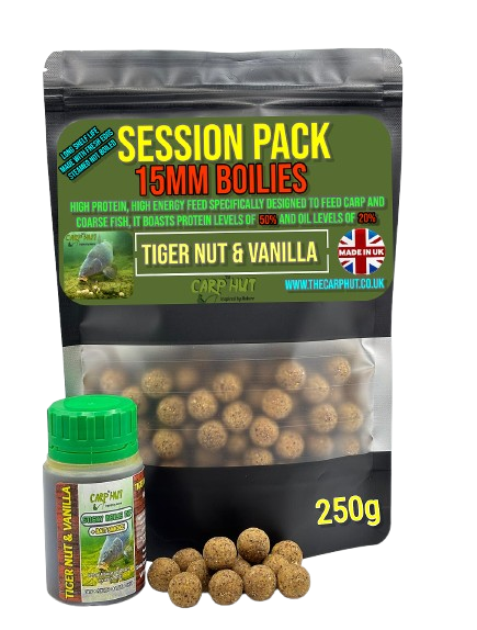 TIGER NUT & VANILLA BOILIES & GLUG 15mm LARGE SESSION PACK 95/100