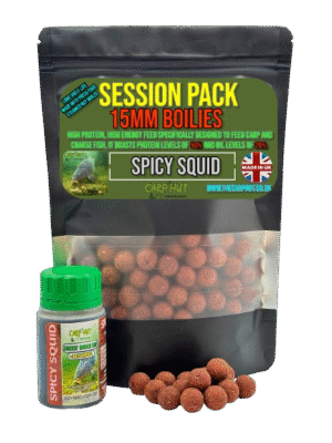 SPICY SQUID & GARLIC 15mm BOILIES & GLUG LARGE SESSION PACK 95/100 CARP & TENCH