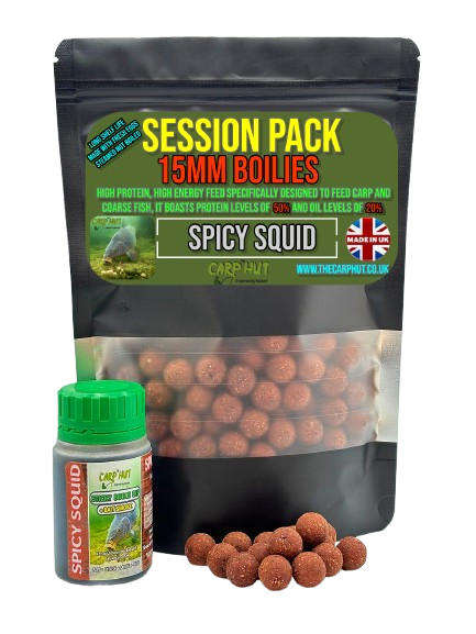 SPICY SQUID & GARLIC 15mm BOILIES & GLUG LARGE SESSION PACK 95/100 CARP & TENCH