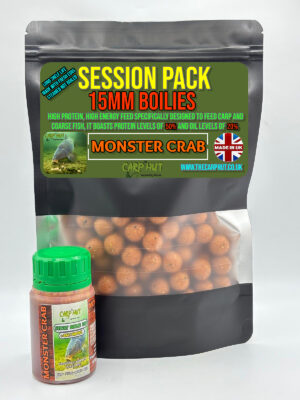 MONSTER CRAB 15mm BOILIES & GLUG LARGE SESSION PACK 95/100 CARP & TENCH