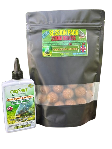 LIVER, SQUID & SCOPEX 22mm BOILIES & GLUG LARGE SESSION PACK  CATFISH & CARP