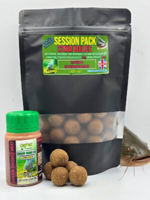 LIVER & SAUSAGEMEAT 22mm BOILIES & GLUG LARGE SESSION PACK  CATFISH & CARP
