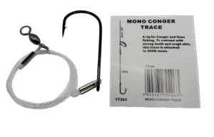 3 x Conger, Tope or Huss Trace 200lb Mono 8/0 Hook