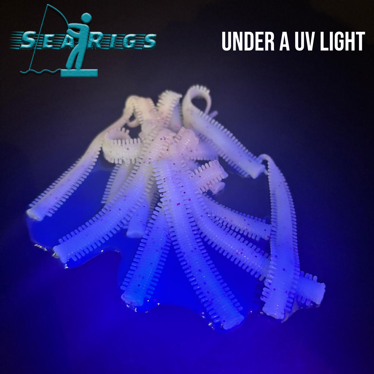 3" Sea Glow White Ragworm Lures - Flavoured with UV Bait Oil Gel - Image 4
