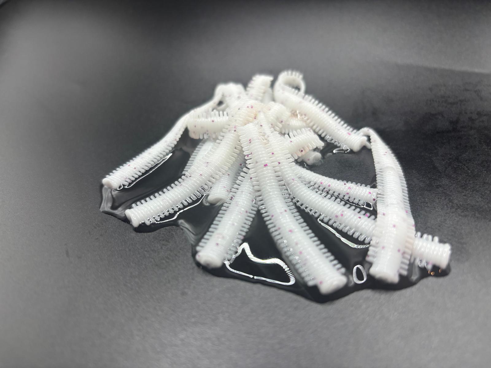 3" Sea Glow White Ragworm Lures - Flavoured with UV Bait Oil Gel - Image 3